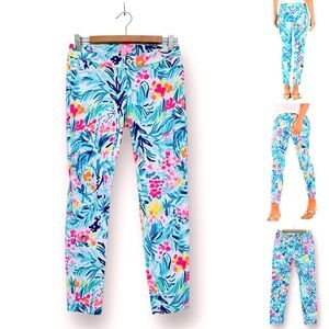 Lilly Pulitzer Kelly Ankle Skinny Pants Stretch Serene Blue Lightweight
